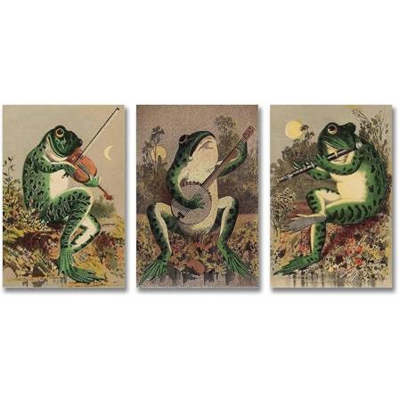 3 plakater Morsom baderom veggkunst froskekunstplakat lerret maleri vintage frosk