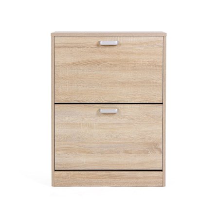 Rootz Skoskåp - Skoskåp med 2 flikar - Justerbara avdelare - Skoförvaringsskåp - Skoskåpsmöbler - Entré - Spånskiva - Melaminbeläggning - Ek - 60 x 83