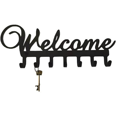 Svart - 1-delt veggmontert nøkkelholder for inngangsparti, nøkkelkrokarrangør, veggdekorativ nøkkelholder, veggmontert jernnøkkelholder for bilnøkler,