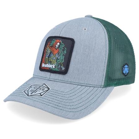 Critiql Hit - Deathlock Box Patch Heather Grey/Spruce Trucker Trucker Grey Cap - @ Hatstore