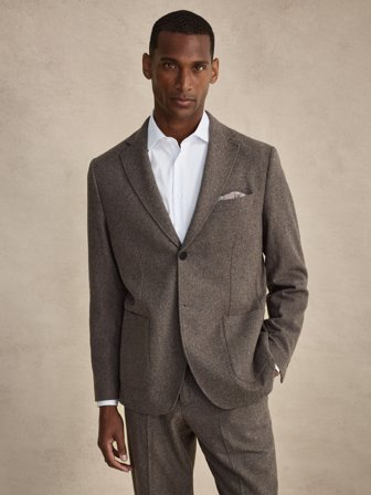 John Henric Men's Costume Flanelle Taupe Size