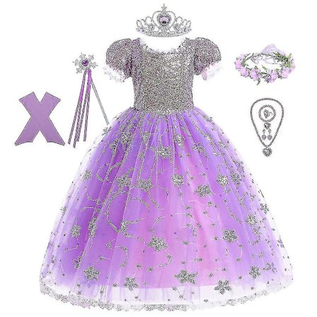 Princess Rapunzel Klänning För tjejer Eleganta lila klänningar Fancy karnevalsdräkt Barnbal Aftonklänningar Halloween Rollspel Klänningar Z X