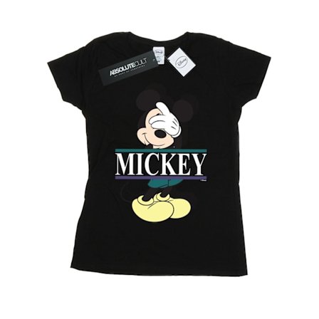 Disney Dam/Kvinnor Mickey Mouse Bokstäver Bomull T-shirt L Svart