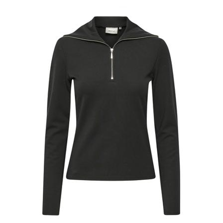 Gestuz MalTasz Zipper Rollneck , Zwart , Dames , Maat: M Hoodies & Sweatvesten
