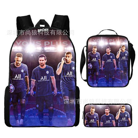 3. Fodboldstjerne Messi Perifer ryggsäck Student skolväska
