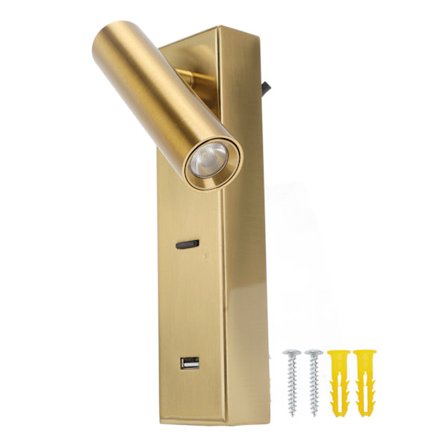 LED Vægmonteret Genopladelig Læselampe Justerbar Vinkel Soveværelseslampe 100V240V Hvidt Lys