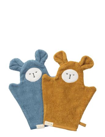 Fabelab Bath Mitts - Bear - 2 Pack - Blue S Multi/patterned
