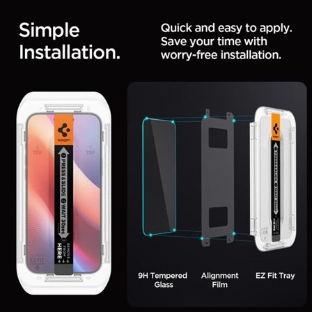Spigen Glas.tR EZ Fit Privacy Tempered Glass for iPhone 16 Pro / 17 / 17 Pro - 2 stk.