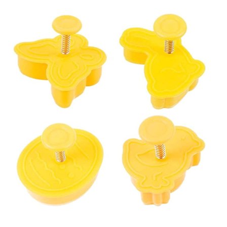 4 st påskhare mönster prägling form 3d våren kex form form (gul)