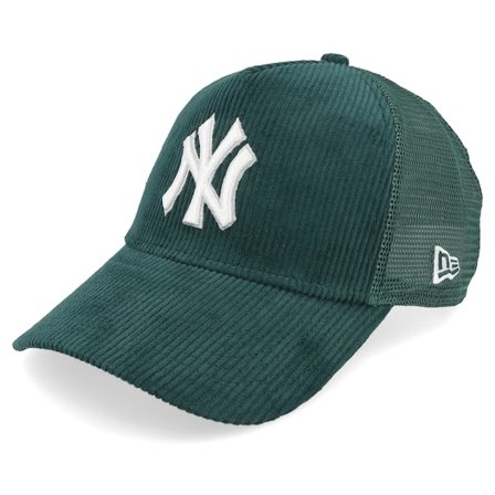New Era - MLB Green trucker Czapka Z Daszkiem - New York Yankees Corduroy Dark Green/White A-Frame Trucker @ Hatstore