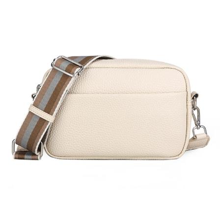 Crossbody-väska för kvinnor, liten läderkameraväska med tjock rem