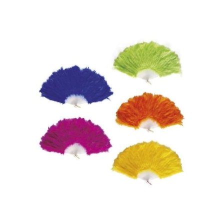 Solfjäder med fjädrar Orange Blå Grön Gul Lila Maskerad