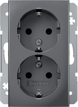 Hager 47941404 Vägguttagsinsats 2-vägs, 1½ dosa, S.1 Silver, Strömbrytare & vägguttag