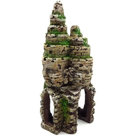 Akvariumdekorasjon Landskaps Ornamenter, Angkor Wat Buddha Statue Bygning Fiskedam Dekorasjon, 20x