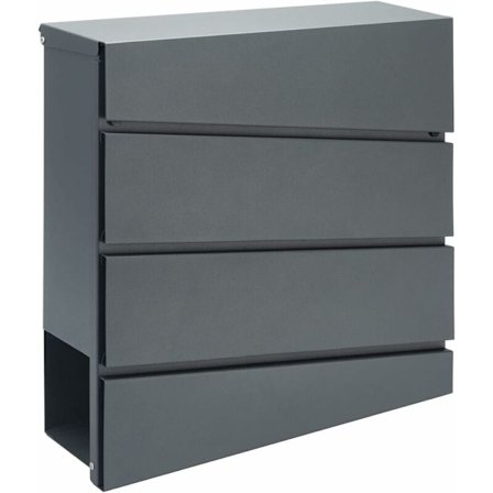 XXL Veggpostkasse Forsinket Stål Antrasitt Rør Avispost Navn Etikett 2X Nøkler Innkast KLB