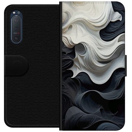 Kompatibelt Lommeboketui til Sony Sony Xperia 5 II Silke Svart/Hvit
