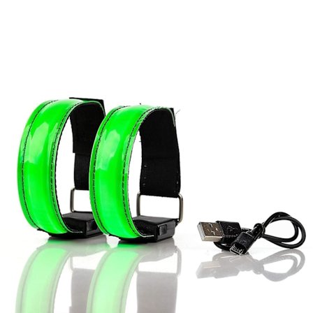 Laddningsbara LED-armband med reflekterande armband 2 st gröna