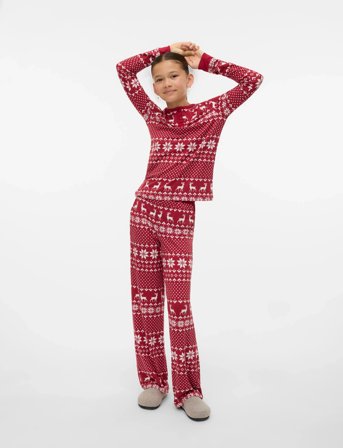 Vero Moda Girl Vmchris Ls Button Top Jrs Xmas Girl - Red - 134/140