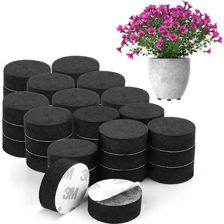 Usynlige Blomsterpottefødder (Pakke med 48) - Sorte Gummifødder til Ra