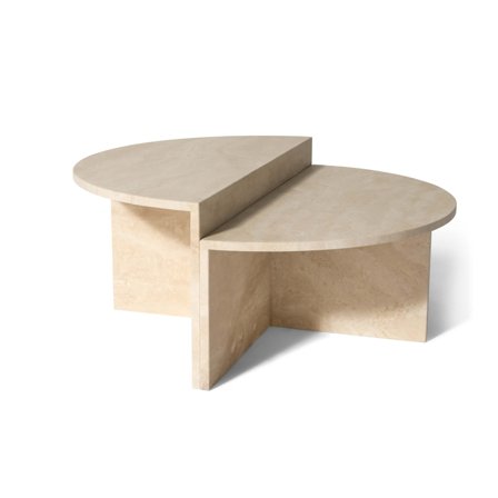 Velasca Couchtischset, Travertin-Marmor | Ø95cm, 2-teiliger Satztisch in Beige Natur, Modernes Design, Marmoriert, Wohnzimmertisch Set 42/34cm
