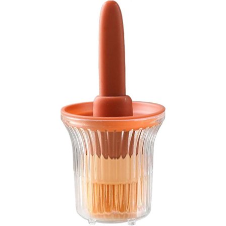 1 stk. Oljebeholder med børste, oljeflaske med silikonbørste, oljedispenser for kjøkken med børste - kjøkkenutstyr, olivenoljedispenser QHQ