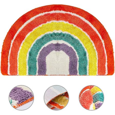 Badrumsmatta Regnbåge Inomhus Golvmattor Anti-Slip Halvcirkelmatta Mjuk Matta [dB}