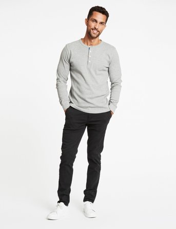 Lindbergh Solid Gradad W Contrast Fabric L/S - Grey - XL