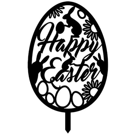 Påskeæg Dekoration Påskeæg Stake Ferie Påske Have Skilt med Stake (33X20CM, Sort)