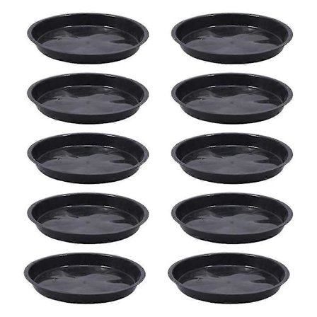 10 stk. plastik rund hjemme have blomsterpotte bakke sort 14 cm x 1,9 cm