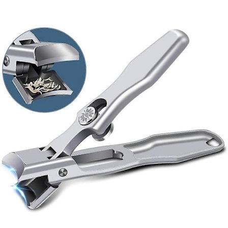 Nagelklippare för tjocka naglar - Nagelklippare med bred käftöppning och uppsamlare, stora tånagelklippare, kraftig nagelklippare med skarpt böjt blad