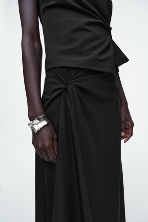 COS Women's Gonna Midi Con Dettaglio Ritorto in Nero