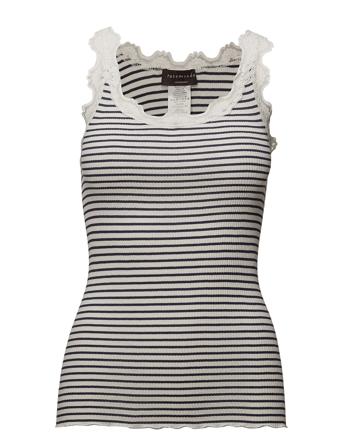 Silk Top W/ Lace T-shirts & Tops Sleeveless Harmaa Rosemunde