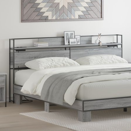 Förvaringshuvudgavel Grå sonoma 180 cm Konstruerat trä