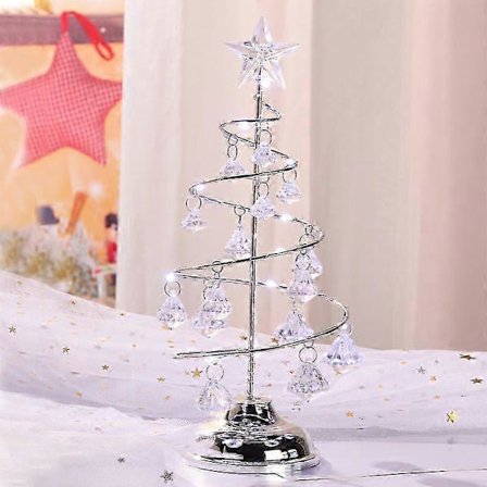 LED Dekorativt juletre lampe i metall med stjerneball, borddekorasjon med LED-lys for stuedekor