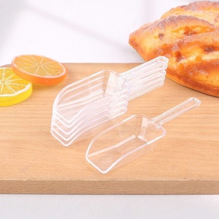 6 stk. Mini Plastik Skeer Transparent Is Scoop til Slik Transparent