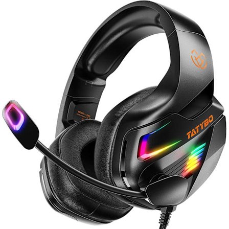 Gaming Headset til PC PS5 PS4 XboxOne, Gaming Hovedtelefoner med 50mm Drivere 3D Surround Sound, Støjreducerende Mikrofon, Bløde Memory Ørekopper & 4 