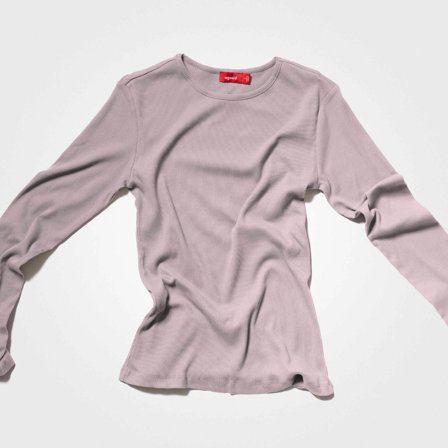 Sand Long Sleeve for Women, Ribbed Neck & 100% Circular, Small