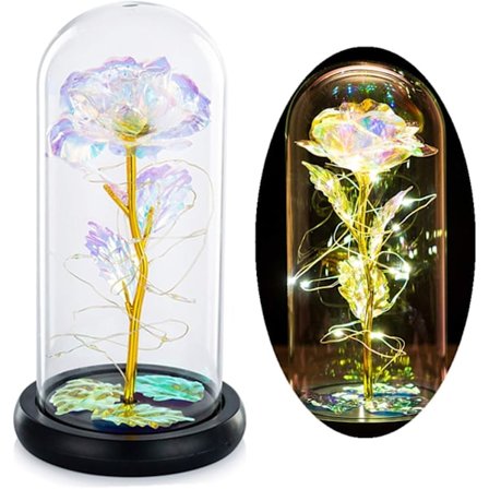 Ros i glaskupol för evig ros blomkit förtrollat ljus bästa gåvor mors dag bröllopsdag födelsedag