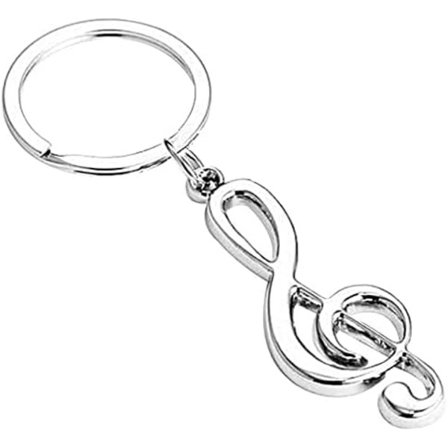 Silver Music Note Charm Pendant Keychain Key Ring Present för musiker