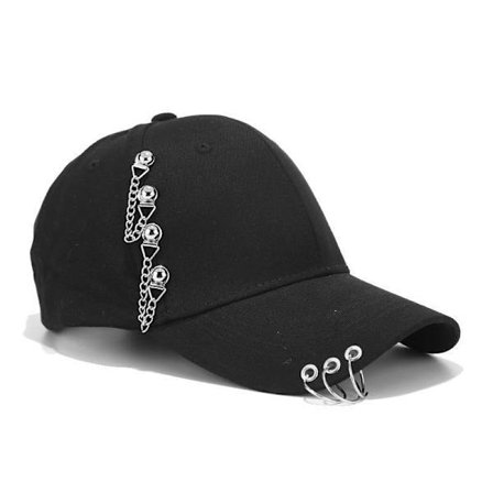 Metal Chain Ring Hip-hop Baseball Cap Par Justerbar