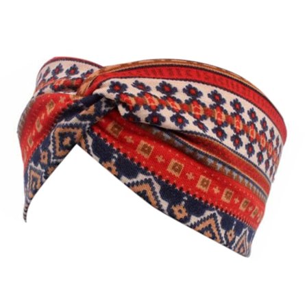 Naisten etninen printed ristikkäin leveä otsapanta, kierretty turbaani elastinen hiuspanta Bea