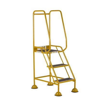Domed feet mobile safety steps, 3 treads, H 770 mm, yellow