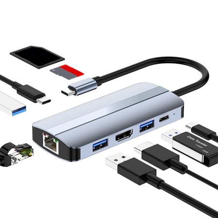 9 i 1 USB Type-C Hub Dockningsstation 4K HDMI