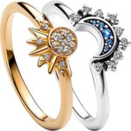 2 Himmelske Sol og Måne Overlejringsring, Sol og Måne Skinnende Sammen Design Feel Layer Dame Ring, Diamant Sæt Åben Ring