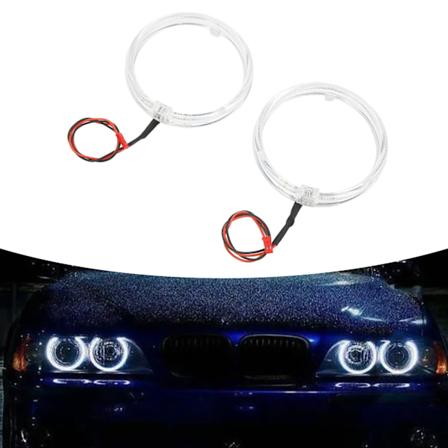 Par 9‐36V LED Angel Eyes Frontlykt Signal Lampe Halo Ringer Hvit Amber Dobbelt Farge Dekorativ for Bil 105mm/4.13in