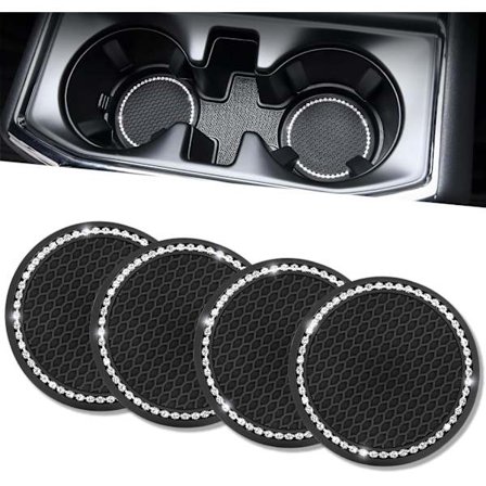 Bilkopholder-coastere, 2,67" Universal bilkopholder-indsats med rhinsten, 2 stk. skridsikre kopholder-coastere til bil, biltilbehør