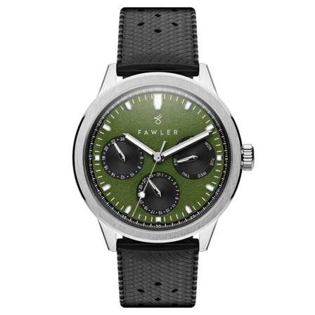 Fausto | Montre à calendrier en acier inoxydable vert pour hommes - Montres bracelet