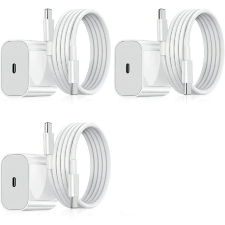 3-pak - Mobillader - Kompatibel med Samsung - Adapter + Kabel 20W USB-C Hvid 3-pak Samsung