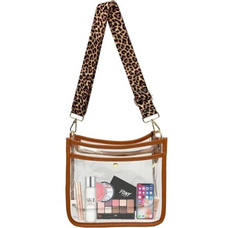 PVC genomskinlig handväska Leopard gitarrrem genomskinlig påse Stadium Godkänd genomskinlig axelremsväska för kvinnor för konsert