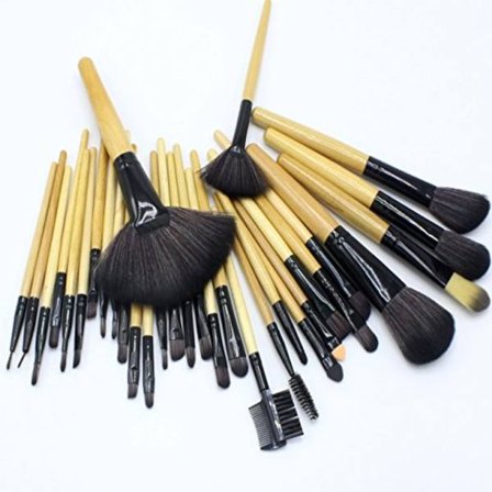 Sminkborste set 24 makeupborstar l Trä l Väska l Komplett